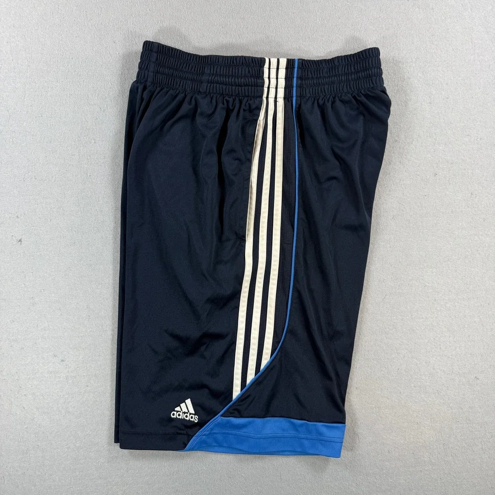 Adidas Shorts Men Small Navy Climalite Striped Soccer Basketball Running Gym Y2K